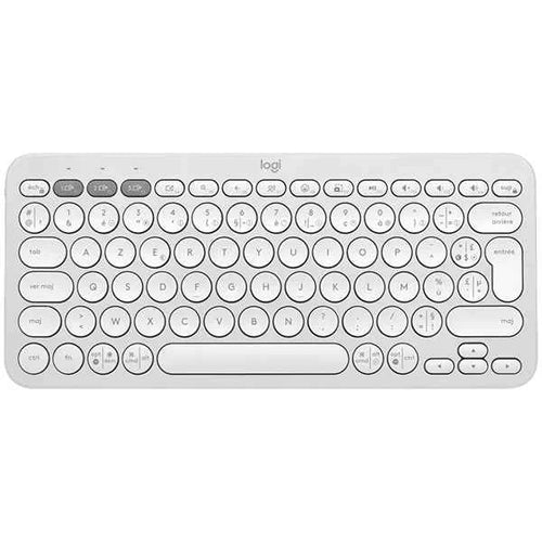 لوجيتك لوحة مفاتيح بلوتوث عالمية QWERTY أمريكية دولية بيضاء
